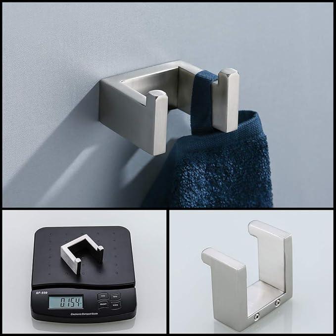 TNOMS 4 Pieces Bathroom Hardware Accessories Set Towel Bar Towel Holder Robe Hook Toilet Paper Holder Stainless Steel,Q8-P4BR - ModernBath