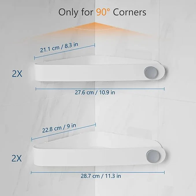 Sotfamily Shower Caddy Corner, 4 Pack Adhesive Corner Shower Shelves for Bathroom Organizers and Storage, Rust Free Plastic Rack for Bathroom Accessories & Decor, White - ModernBath