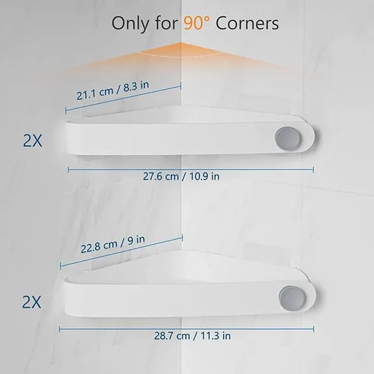 Sotfamily Shower Caddy Corner, 4 Pack Adhesive Corner Shower Shelves for Bathroom Organizers and Storage, Rust Free Plastic Rack for Bathroom Accessories & Decor, White - ModernBath