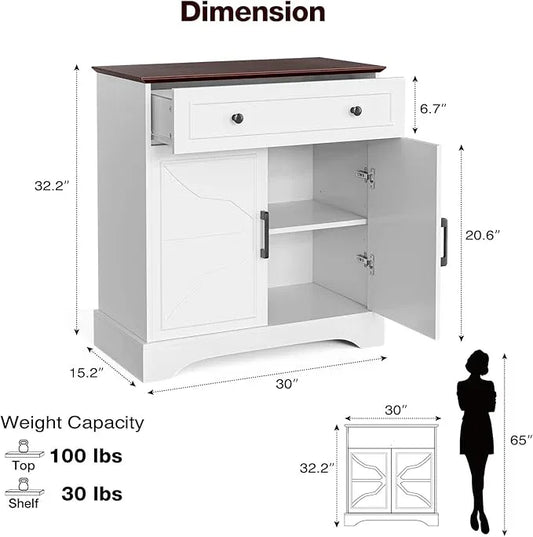 Buffet Cabinet with Storage, Coffee Bar with Drawer & Adjustable Shelf, Modern Sideboard for Kitchen, Living Room, White - ModernBath