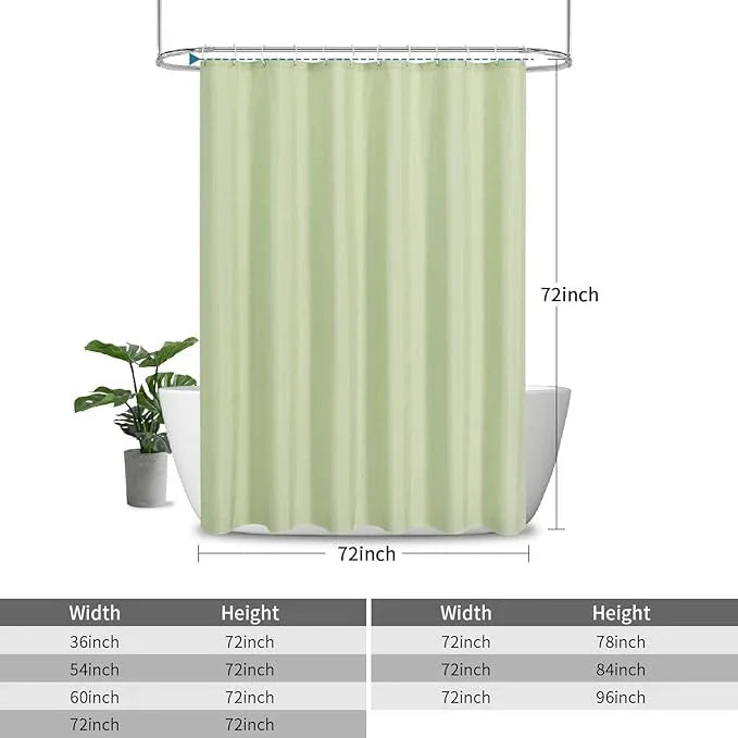 THAIGEE 2-in-1 Waterproof Fabric Shower Curtain or Liner,Linen Textured,Breathable TPU & Washable Bathroom Shower Curtain Set with 12 Plastic Hooks,Modern,72"x72",Green - ModernBath
