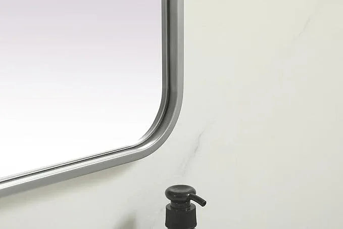ARS Concepts Aura, Soft Corner Metal Rectangle Mirror 32X72 Inch in, Modern, Silver - ModernBath