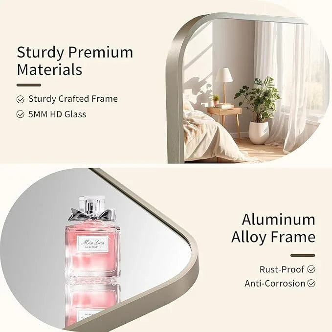 CLBA Brushed Nickel Mirror, 22x30 Inch Brushed Nickel Rectangle Mirror, Aluminum Alloy Framed Vanity Mirror, Rounded Rectangle Bathroom Mirror for Over Sink, Anti-Rust - ModernBath