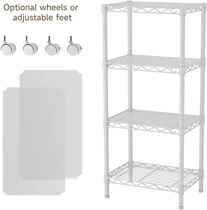 4 Tier Adjustable Storage Shelves,Heavy Duty Metal Utility Shelf Wire Shelving Unit Organizer Rack for Home Kitchen Office Bathroom Pantry Room 12" D x 18" W x 44.5" H - ModernBath