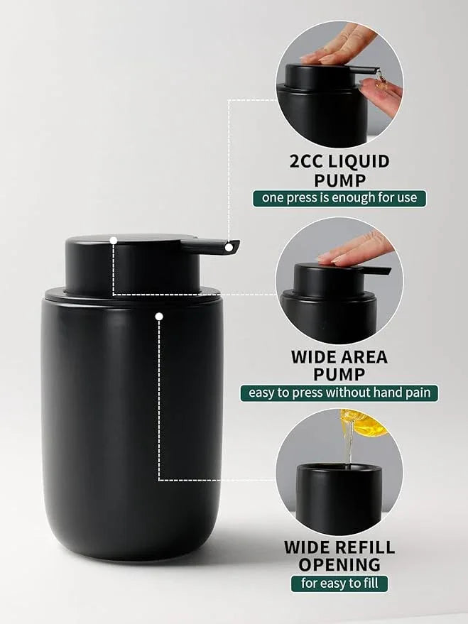 Bosilunlife Soap Dispenser and Toothbrush Holder Set - Dish Hand Soap Dispenser Bathroom Set Ceramic Bathroom Counter Soap Toothbrush Holder Set Black Bathroom Accessories Set - ModernBath