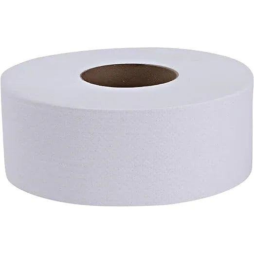 Genuine Joe Jumbo Roll Bath Tissue - 2-Ply White Toilet Paper, 3.3" x 650' per Roll, 12 Count Bulk Pack, Recycled Fiber, Commercial Grade for Dispensers - ModernBath