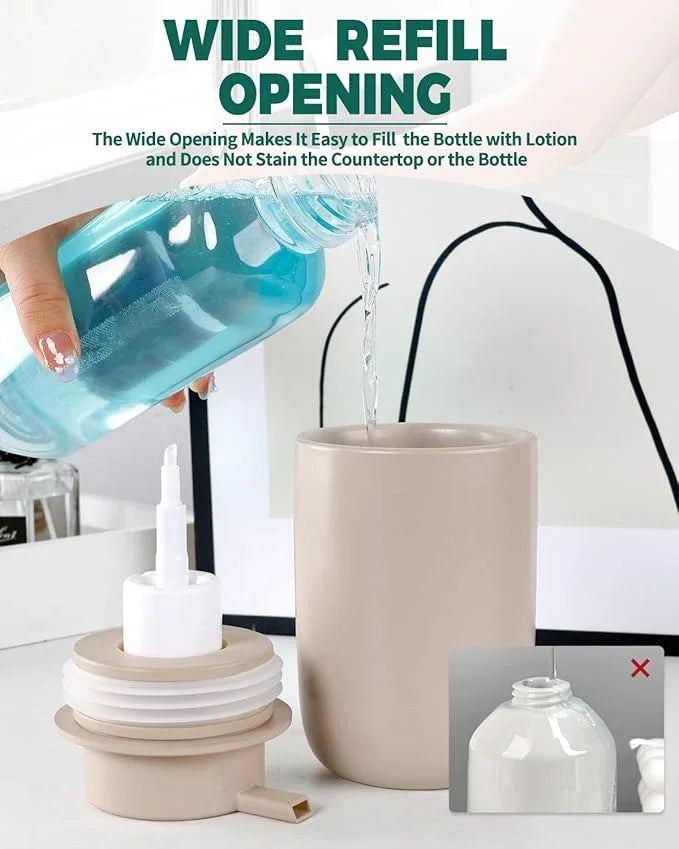 BosilunLife Foam Soap Dispenser - Ceramic Foaming Hand Wash Dispenser for Bathroom Modern Farmhouse Small Soap Dispenser Lotion Hand Pump Dispenser for Kitchen Sink (Khaki, Foam Pump) - ModernBath