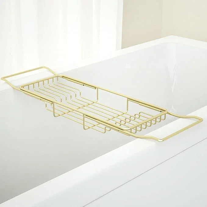 GIYDNEI Stainless Steel Bathtub Caddy Tray, Expandable Bathtub Holder Table, Adjustable Bathroom Tray, Bath Organizer Tub Shelf,Gold,26.8~35.4in - ModernBath