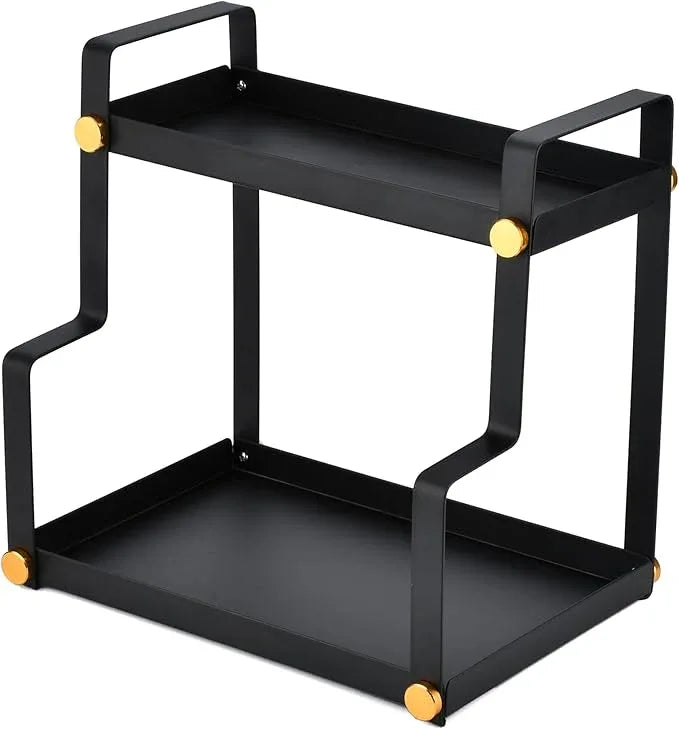 FFK 2 Tier Countertop Organizer, Cosmetic Organizer, Storage Shelf for Cabinet, Countertop, Pantry, Desktop, Ideal for Bathroom, Kitchen, Office (Black) - ModernBath