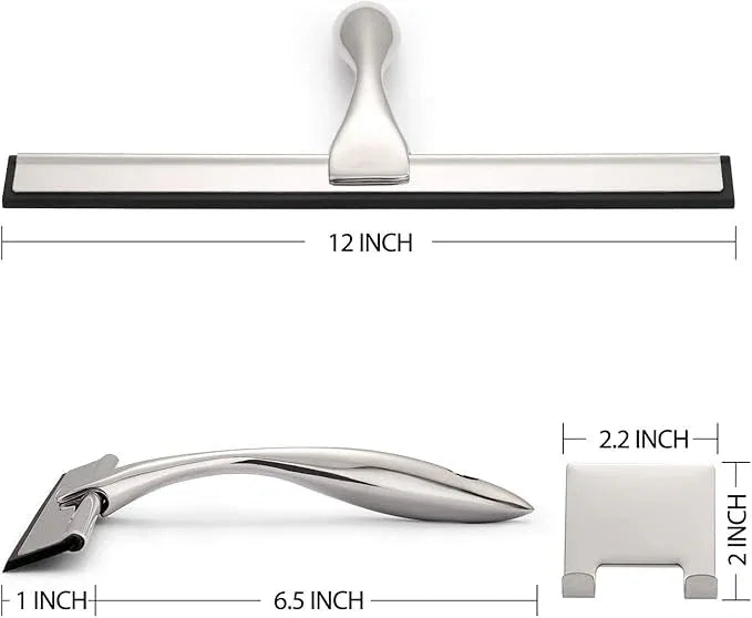 Hiware All-Purpose Shower Squeegee for Shower Doors, Bathroom, Window and Car Glass - Stainless Steel, 12 Inches - ModernBath