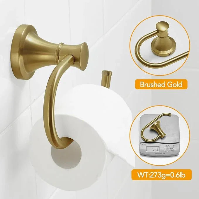 BESy Brushed Gold Toilet Tissue Paper Holder Brushed Gold Bathroom Accessories Toilet roll Paper Hanger, Wall Mounted, Rustproof - ModernBath