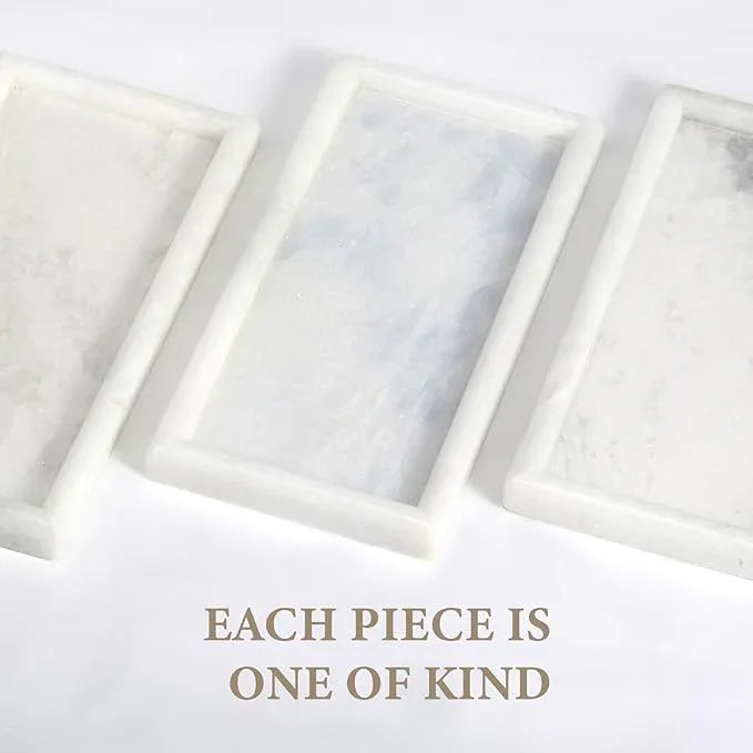 Koville African Natural Marble Tray, 10"x5" Coffee Table Vanity/Decorative Tray for Jewerly, Watch, Perfume Candle Tray for Home/Kitchen Countertop - ModernBath