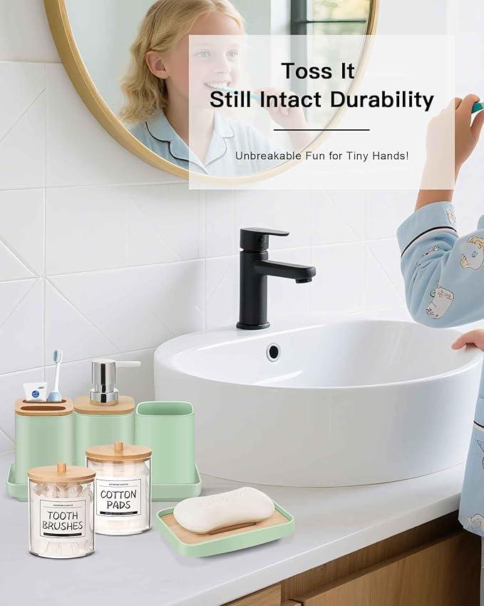 Bathroom Accessories Set,Green Bathroom Set,24 Pieces Bathroom Accessory Set with Shower Curtain,Trash Can for Bathroom Accessories Décor and Home Gifts - ModernBath