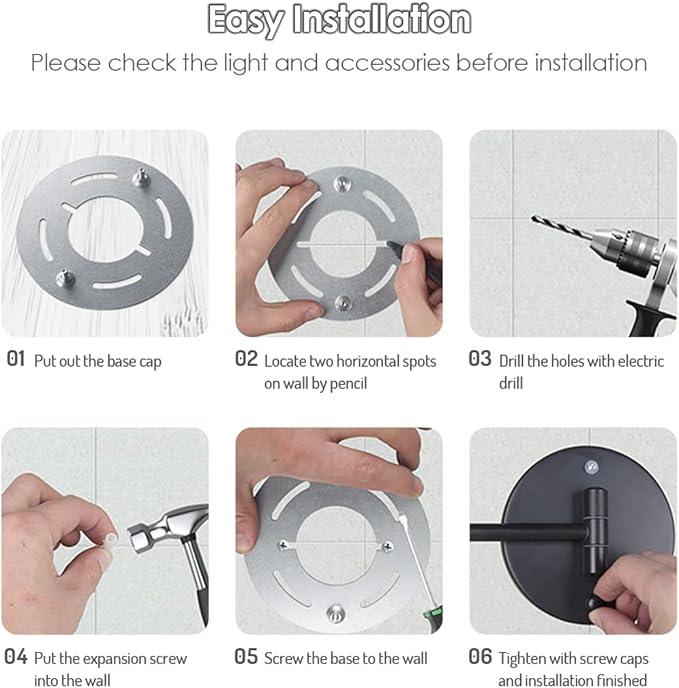 Rocollos Rechargeable Wall Mounted Lighted Makeup Mirror, 8 Inch Double-Sided LED Vanity Mirror 1X/10X Magnification,3 Color Lights Touch Screen Dimmable 360°Swivel 13 Inch Extendable - ModernBath