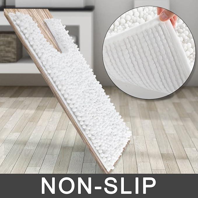 Yimobra Toilet Rugs U Shaped 24x20, Soft Comfortable Absorbent Chenille Toilet Mat for Bathroom Floor, Non-Slip Contour Bathroom Rugs for Toilet, Dry Quickly Machine Washable, White - ModernBath