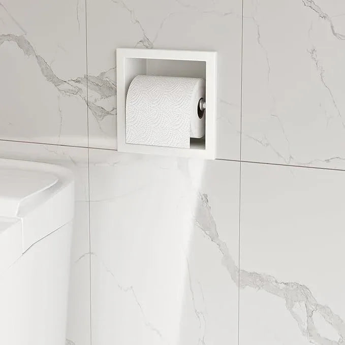 Neodrain Recessed Toilet Paper Holder, White Stainless Steel Built-in Tissue Paper Roll Holder, Roll Paper Holder for Bathroom Wall - ModernBath