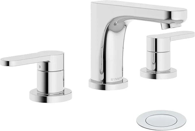 Symmons Identity Widespread Two-Handle Bathroom Faucet with Push Pop Drain (1.0 GPM), Polished Chrome - ModernBath