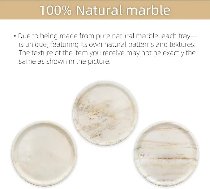 Marmor Real Natural Marble Bathroom Tray for Perfume, Candles, Jewelry Stone Vanity, Bathroom & Kitchen Counter Organizer and Home Decor (Calacatta Gold‌ Marble Round Plate(11.02 * 11.02 * 0.7)) - ModernBath