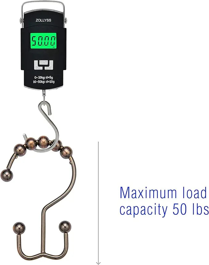 2lbDepot Shower Curtain Rings Hooks - Bronze Finish - Premium 18/8 Stainless Steel - Oil Rubbed Double Hooks with Easy Glide Rollers Rust Resistant - Six Finishes Available - Set of 12 for Shower Rod - ModernBath