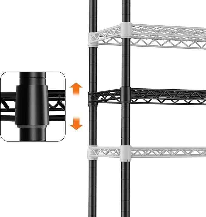SINGAYE 4 Tier Adjustable Storage Shelf with Wheels Heavy Duty Shelving Unit Rack Shelves Wire for Garage Office Pantry Kitchen 14" Dx36 Wx58 H 1400LBS Black - ModernBath