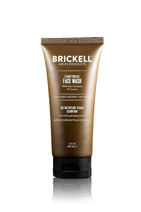 Brickell Men's Clarifying Gel Face Wash for Men, Natural and Organic Rich Foaming Daily Facial Cleanser Formulated With Geranium, Coconut and Aloe (3.4 Ounce) - ModernBath
