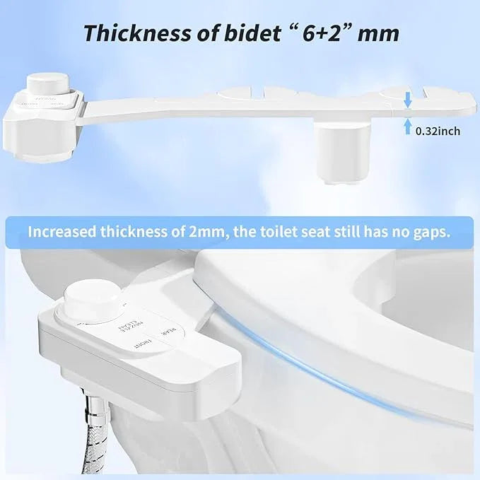 SAMODRA Non-Electric Bidet - Self Cleaning Dual Nozzle (Frontal and Rear Wash) Fresh Water Bidet Toilet Seat Attachment with Independent Adjustable Water Pressure (Classic White) - ModernBath