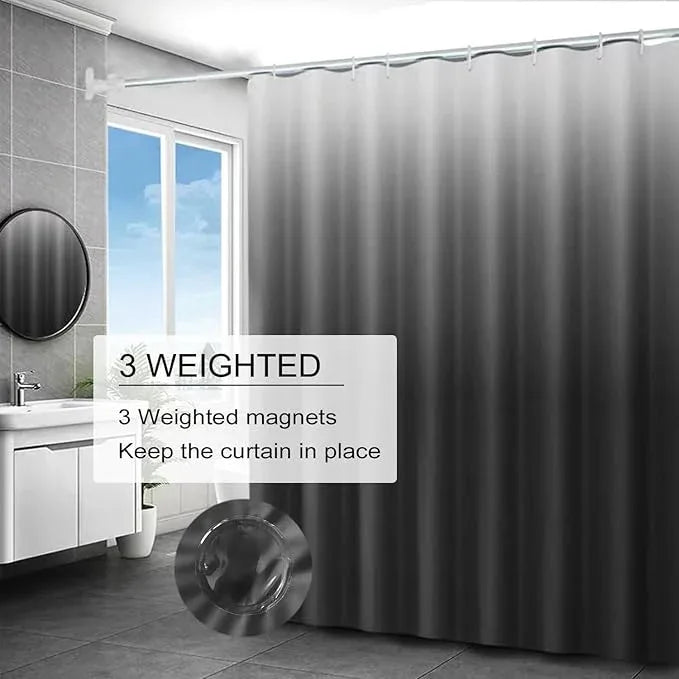 TIKABC Shower Curtain Liner, 4G PEVA Shower Liner, Plastic Waterproof Shower Curtains, with Grommet Holes and 3 Magnetic Weights(Gradient Grey) - ModernBath
