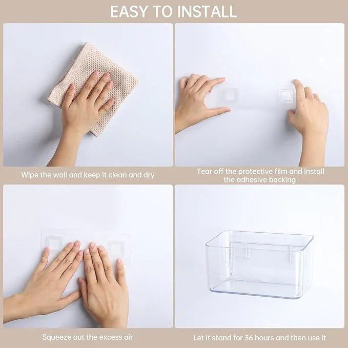 2 Pack Clear Shower Shelf, Adhesive Bathroom Shower Shelves, Wall Mounted Bathroom Shower Organizer, No Drill Shower Shelves with Self Adhesive Tape, Transparent - ModernBath