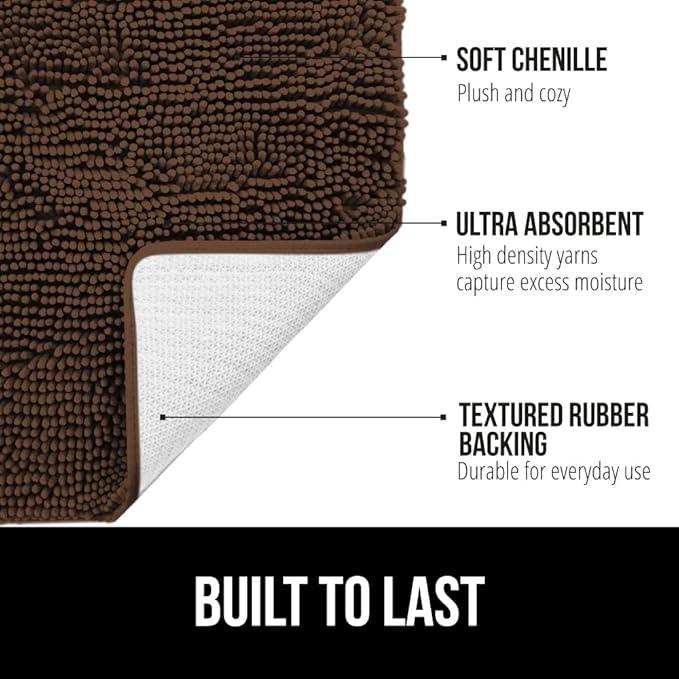 GORILLA GRIP Bathroom Rug Sets, Soft Chenille 2 Piece Area Rugs Set, Toilet Base Mat and 30x20 Carpet, Absorbent Microfiber Washable Mats Dry Quickly, Home Décor and Bath Room Accessories, Brown - ModernBath