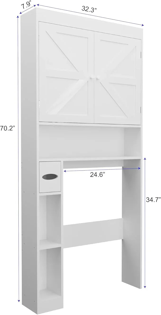 Over-The-Toilet Storage Cabinet with 2 Doors，Home Space-Saving Toilet Rack, Farmhouse Style for Bathroom, Restroom, Laundry - ModernBath