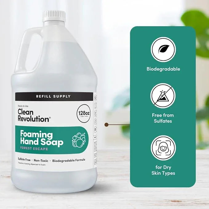 Clean Revolution Foaming Hand Soap Refill Supply Container, Ready to Use Formula, Forest Escape Fragrance, Gluten Free, 128 Fl. Oz - ModernBath