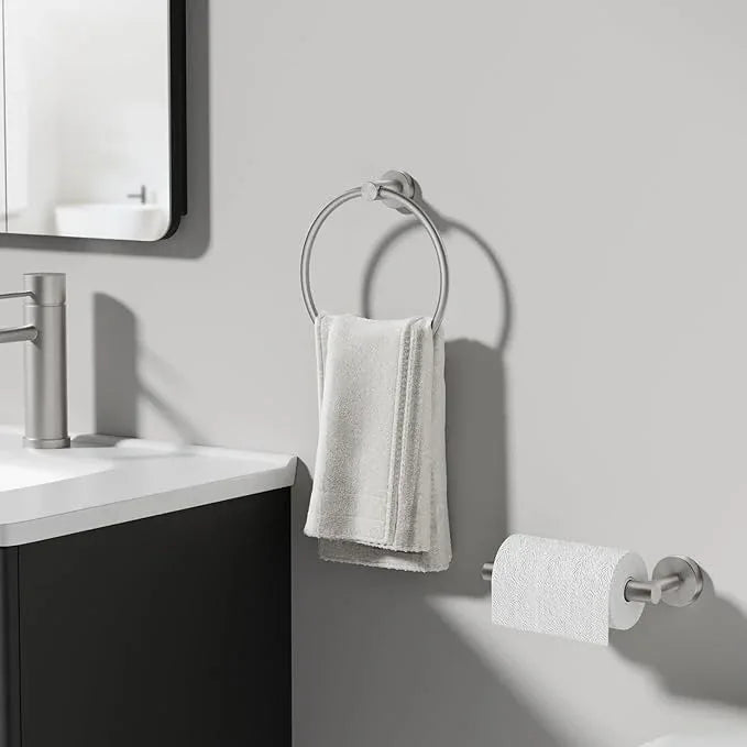 Toilet Paper Holder and Towel Ring Set 2PCS Wall Mount, Brushed Nickel Bathroom Hardware Set, Stainless Steel Hand Towel Holder Toilet Paper Roll Holder Set, Bathroom Accessories for Bathroom Kitchen - ModernBath