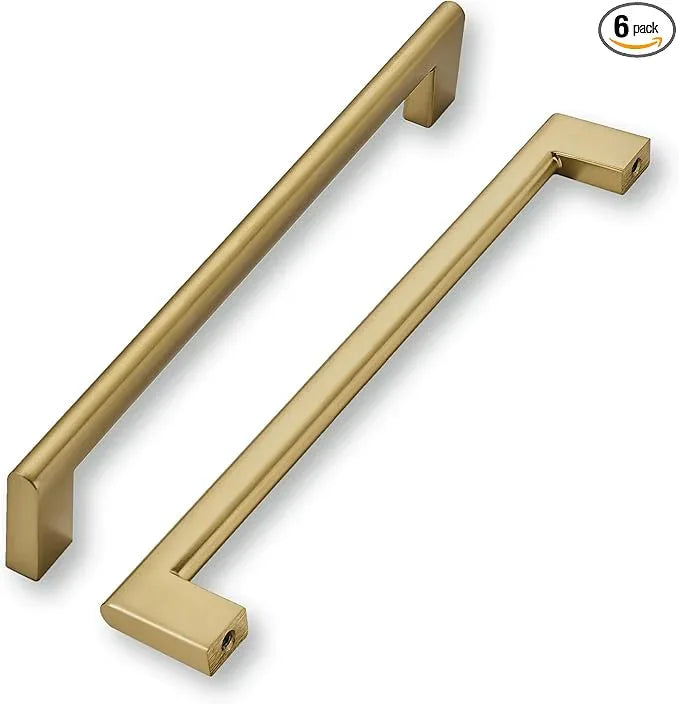 khtumeware 8 Inch Hole Center 6 Pack,Champagne Bronze Cabinet Pulls Heavy Duty Solid Satin Brass Kitchen Drawer Handle Antique Cabinet Hardware for Bathroom, Drawer, Cabinet - ModernBath
