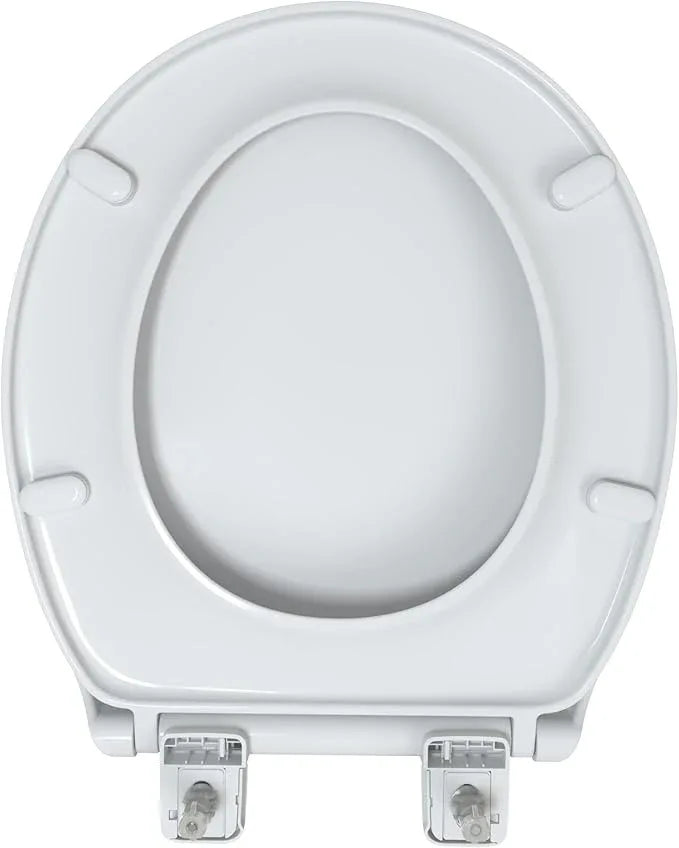 R&T Round Toilet Seat for Standard Toilet Bowl (16.5'') No-Slam Soft-Closing Quick-Release Hinge & Quick-Attach Hardware Never Loosen Plastic White - ModernBath
