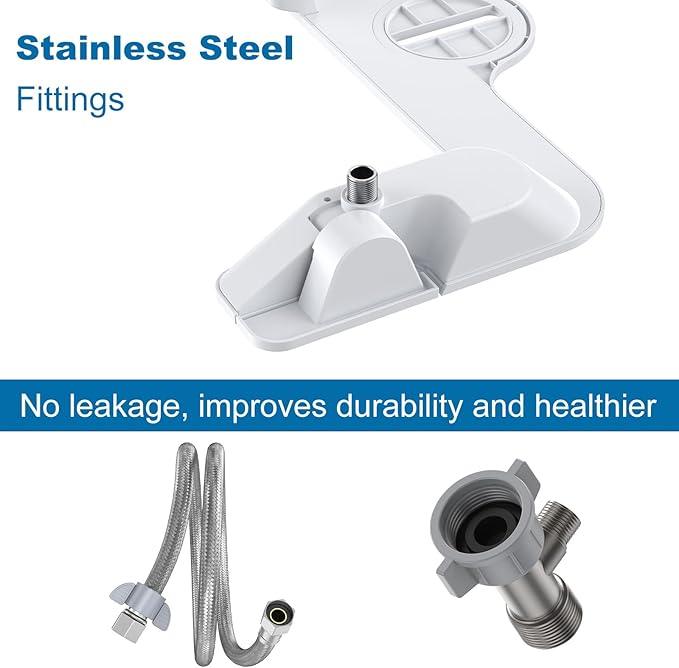 Bidet Attachment for Toilet, Non-Electric Bidet Self-Cleaning Dual Nozzle (Feminine/Rear Wash), Cold Water Bidets Sprayer for Existing Toilets Cover with Adjustable Pressure, Easy to Install, White - ModernBath