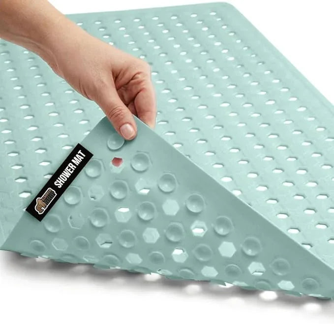GORILLA GRIP Patented Bath Tub Shower Mat, Machine Washable Bathtub Floor Liner Mats, Suction Cups and Drain Holes to Keep Tubs Clean, Soft on Feet, Bathroom Essentials, 35x16 Inch, Mint Opaque - ModernBath