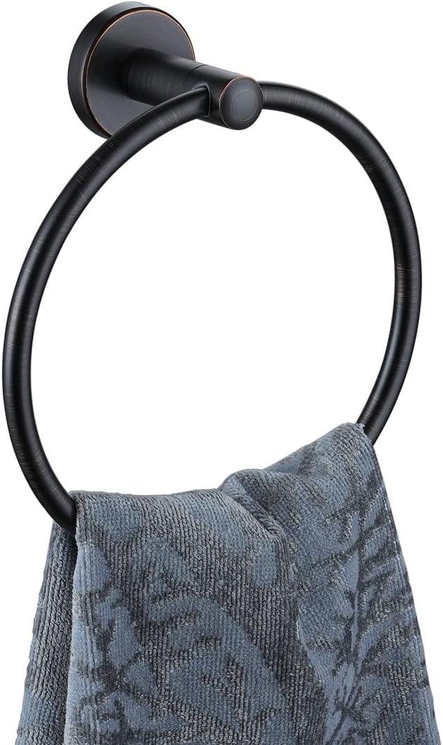 JQK Towel Ring Oil Rubbed Bronze, Stainless Steel Hand Towel Holder for Bathroom, ORB Wall Mount, TR130-ORB - ModernBath