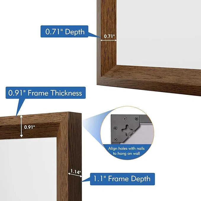 JISOSO Bathroom Vanity Mirror 24x36 Inch, Walnut Rectangle Bathroom Mirror, Anti-Rust, 4MM Tempered Glass, Wall-Mounted Mirror, Hangs Horizontally or Vertically for Bathroom & Bedroom - ModernBath