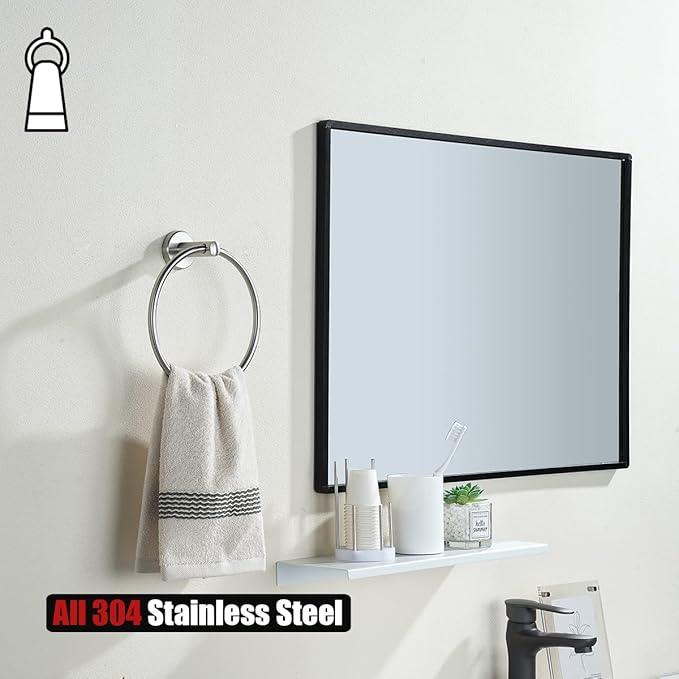 JQK Towel Ring, 304 Stainless Steel Hand Towel Holder for Bathroom, Brushed Finished Wall Mount, TR130-BN - ModernBath