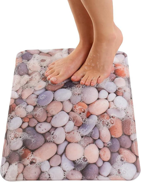 ENKOSI Non Slip Bath Mat for Tub and Shower Floors – Anti Slip Shower Mat with Strong Secure Grip – Unique Pebble Stone Print Bathroom Mat for Inside Bathtub and Smooth Stalls (28x16 Pebble Stone) - ModernBath