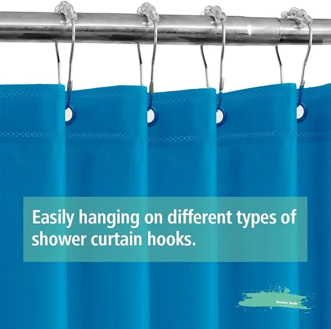 Eazzier Bath Blue Plastic Shower Curtain Or Liner, 72x72 Inch Lightweight Blue Plastic Bathroom Shower Showroom Inner Curtain with Rustproof Metal Grommet Holes and Weighted Magnets - ModernBath