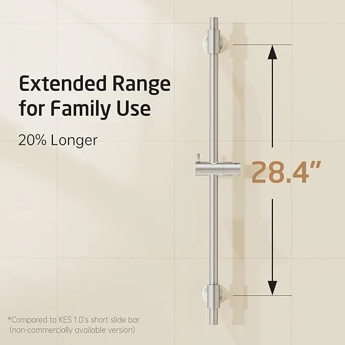KES No Drill 30-Inch Shower Slide Bar with Adjustable Handheld Shower Head Holder, Self Adhesive, Universal Fit, SUS304 Brushed Stainless Steel Drill-Free for Bathroom, F209S78DF-BS - ModernBath