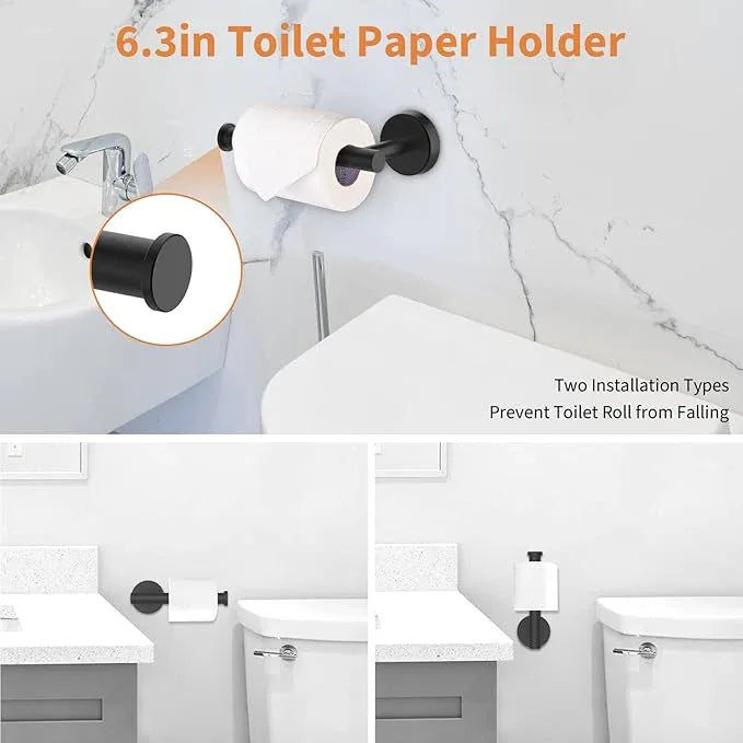 Cilee 10 Piece Matte Black Bathroom Hardware Set,2 Pack 5 Piece Bathroom Accessories Set Include 24 inch,16 inch Toilet Paper Holder, Towel bar,Towel Ring,Towel Hook,Stainless Steel Wall Mounted - ModernBath
