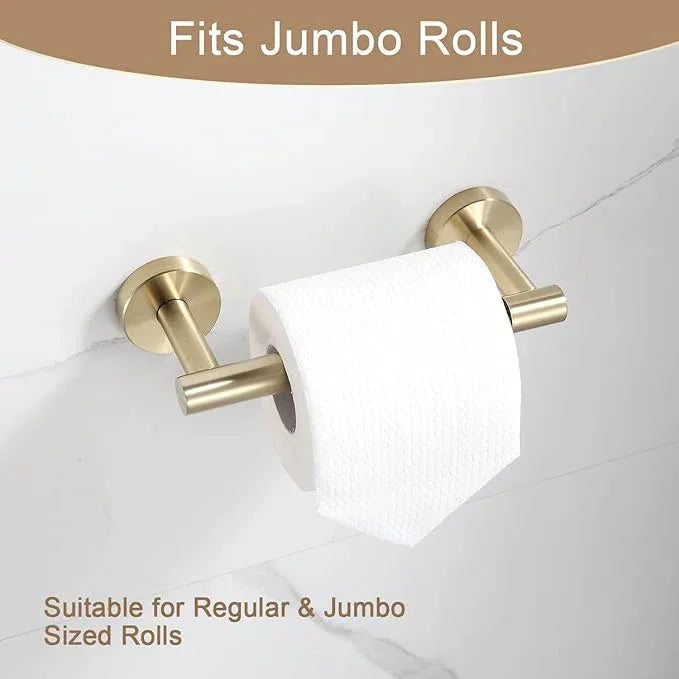 BGL Toilet Paper Holder Brushed Gold Wall Mount, Bathroom Toilet Paper Holder Brushed Nickel SUS 304 Stainless Steel, Double Post Pivoting Toilet Paper Roll Holder for Bathroom RV - ModernBath