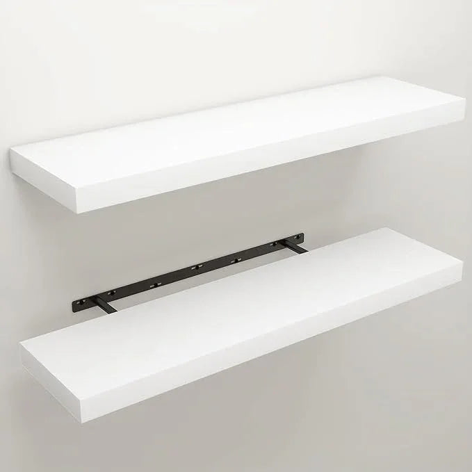 Floating Shelves for Wall, Wall Mounted Rustic Wood Shelves for Bathroom, Bedroom, Living Room, Kitchen, Hanging Shelf for Books/Storage/Room Decor (White, 36") - ModernBath