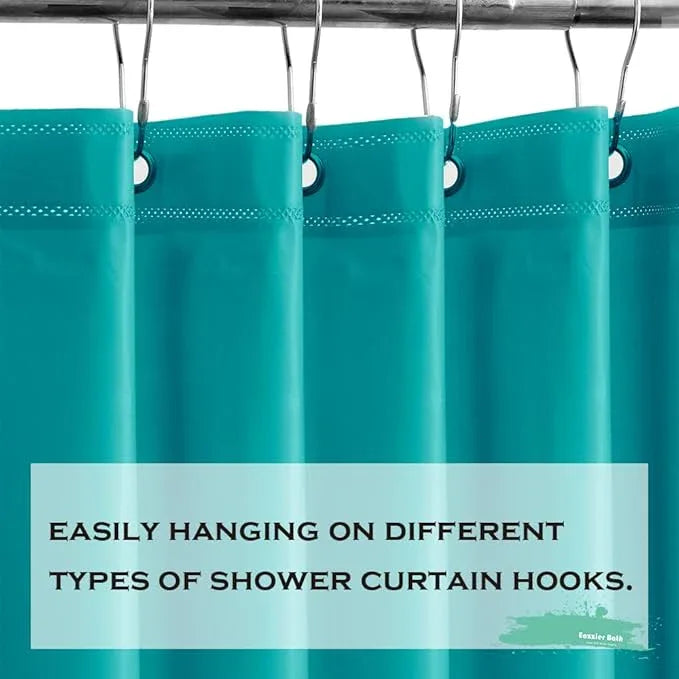 Eazzier Bath Teal Plastic Shower Curtain Or Liner, 72x72 Inch Lightweight Blue Green Coral Plastic Bathroom Shower Showroom Inner Curtain with Rustproof Metal Grommet Holes and Weighted Magnets - ModernBath