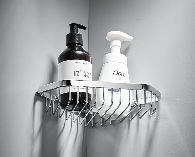 SANLIV Corner Shower Caddy Basket,Shampoo Holder for Shower Wall,Inside Shower Shelf Bathroom Organizer,Solid Brass Material in Polished Chrome - ModernBath
