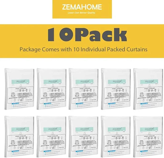 ZEMAHOME 10 Pack PEVA Plastic Shower Curtain Liner Premium Light Weight 72" x 72" Clear Bathroom Shower Showroom Curtain Liner with Rustproof Metal Gromments and Weighted Magnet - ModernBath