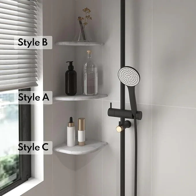 Lovdeco Marble Corner Shower Shelf, Carrara Marble, Polished 9" Round Edge Corner Shelves for Bathroom, Shower, 1 Piece - ModernBath