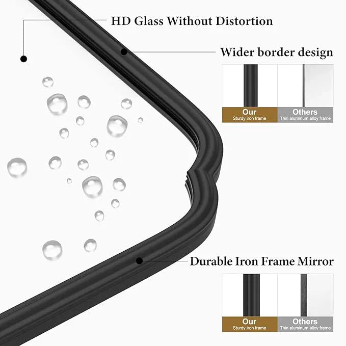 Ferytange 18X24 Inch Black Mirror for Wall with Metal Frame Rectangular Rounded Bathroom Vanity Mirror Anti-Rust, Hangs (Black 18" x 24") - ModernBath
